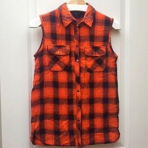Topshop Red Plaid Snap Tank Top Size 4